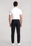 Men's Cotton Regular Fit Normal Waist Narrowed Leg Black-Gold Trousers - 2