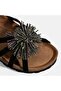 Women's Black Stone Detailed Suede Slippers - 6