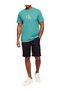 Men's Short Sleeve Crew Neck Ck Lettering Detail Regular Fit Green T-Shirt - 3