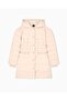 Women's Elastic Cuffs Long Sleeve Hooded Collar Pocketed Ecru Coat - 5
