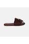 Women's Bitter Brown Floral Detailed Suede Leather Slippers - 2