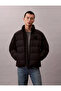 Men's Regular Fit Quilted Patterned Stand Collar Black Jacket with Ck Logo