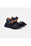 Women's Black Velcro Wedge Heeled Leather Sandals