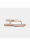 Women's Gold Flip-Flop Sandals with Elastic Back and Stone Detail - 2
