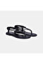 Women's Black Flip-Flop Sandals with Elastic Back and Stone Detail