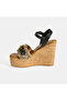 Women's Black Buckle Accessory Leather Detailed Wedge Heeled Sandals - 4
