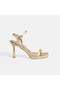 Women's Gold Buckle Detailed Slingback Heeled Evening Dress Shoes - 2