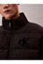 Men's Regular Fit Quilted Patterned Stand Collar Black Jacket with Ck Logo - 5
