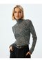 Women's Black Patterned T-Shirt 5Wak50025Uk