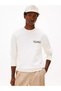 Men's Regular Fit Round Neck Logo Printed Long Sleeve Yellow Sweatshirt