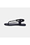 Women's Black Flip-Flop Sandals with Elastic Back and Stone Detail - 3