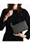 Women's Monogram Armani Eagle Printed Black Shoulder Bag with Inner Pocket and Detachable Short Strap - 2