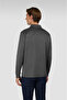 Men's Button Closure Long Sleeve Polo Collar Regular Fit Gray Polo Collar T-Shirt - 4