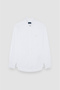 Men's Regular Fit Metallic Shark Logo 100% Cotton Long Sleeve White Shirt - 6