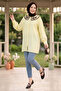 Collar Embroidered Hijab Tunic Yellow