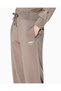 Women's Comfortable Fit Pleated Elastic Waist Slit Wide Leg Brown Trousers - 4