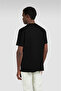 Men's Regular Fit Round Neck 100% Cotton Logo Embossed Short Sleeve Black T-Shirt - 3