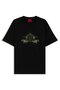 Men's Comfortable Fit Round Neck 100% Cotton Embroidered Patterned Short Sleeve Black T-Shirt - 4