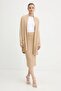 Women's Belted and Pocketed Relaxed Fit Long Sleeve Ecru Cardigan - 3
