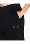 Women's Comfortable Fit Black Trousers with Elastic Waist and Cuffs and Logo Print - 4