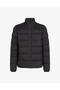 Men's Regular Fit Stand Collar Waterproof Quilted Long Sleeve Black Coat