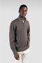 Men's Regular Fit Half Zipper Stand Collar 100% Wool Long Sleeve Knitwear Brown Knitwear
