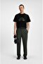Men's Comfortable Fit Round Neck 100% Cotton Embroidered Patterned Short Sleeve Black T-Shirt - 2