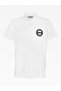 Men's Regular Fit Cotton Logo Embroidered Short Sleeve White Polo Collar T-Shirt