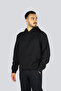 Men's Regular Fit Hooded Collar Shark Logo Detailed Long Sleeve Black-Silver Sweatshirt - 2