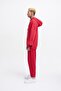 Men's Basic Solid Hooded Oversize Washed Red Sweatshirt - 7