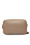 Women's Khaki Shoulder Bag with Monogram Logo and Adjustable Fixed Shoulder Strap