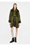 Women's Stand Collar Long Sleeves Furry Inflatable Quilted Pattern Green Jacket - 2