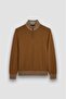 Men's Regular Fit Half Zipper Stand Collar 100% Wool Long Sleeve Knitwear Brown1 Knitwear - 5