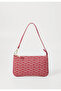 Women's Monogram Armani Eagle Printed Red Shoulder Bag with Inner Pocket and Detachable Short Strap