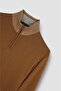 Men's Regular Fit Half Zipper Stand Collar 100% Wool Long Sleeve Knitwear Brown1 Knitwear - 6