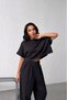 Women's Black t Sleeve Stretch Fabric Tracksuit Set Nj19 - 3