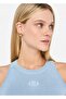 Women's Slim Fit Round Neck Sleeveless Knitted Blue Blouse - 6