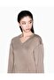 Women's Comfortable Fit Off-Shoulder V-Neck Short Brown Dress - 3