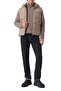 Men's Quilted Patterned Padded Hooded Beige Vest - 2