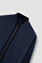 Men's Regular Fit High Collar Pure Wool Long Sleeve Navy Blue Knitwear - 7