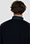 Men's Regular Fit High Collar Pure Wool Long Sleeve Navy Blue Knitwear - 4