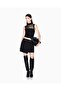 Women's Slim Fit Turtleneck Tulle Detailed Crop Black Blouse - 3