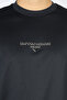Men's Regular Fit Round Neck Eagle Logo Cotton Long Sleeve Navy Blue T-Shirt - 3
