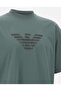 Men's Oversize Short Sleeve Motif Patterned Green T-Shirt - 3