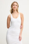 Women's Slim Fit Round Open Collar Strap Midi Length White Dress - 4
