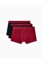 Men's Elastic Waist Cotton Slim Fit 3-Piece Red Boxers