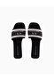 Women's Upper Surface Stripe Line Detailed Mini Heel Embossed Black Slippers Xdp056 Xv922-00002 - 3