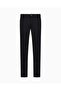 Men's Regular Waist Long Narrow Leg Pocket Detail Straight Model Black Trousers - 4