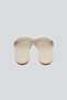 Women's All-Over Monogram Leather Sole Thin Heel Beige Slippers - 3