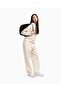 Women's Regular Fit Hooded Collar Elastic Waist Long Sleeve Ecru Sweatshirt - 4